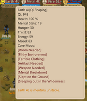 Screenshot of the tooltip appearing as the mouse hovers the list of NPC Names on top center of the game UI