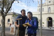 Logan & Chris reading the Detour clue in Leg 3.