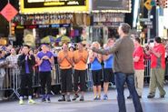 Tim & Te Jay at the Starting Line with Phil Keoghan and a few other teams.