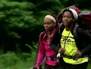 Lyn & Karlyn running to the Finish Line.