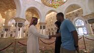 Nicole & Travis at the Sheikh Zayed Mosque during the seventh leg.