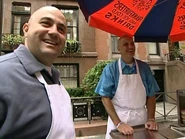 Kevin & Drew at a hot dog stand in the first leg in season 8.