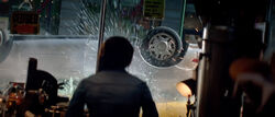 Although scenes of Mary Jane Watson are cut, this scene when Rhino wreaks havoc, a figure resembles Mary Jane.