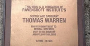 The plaque dedicated to Thomas Warren