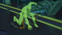 Green Ghost Male immobilizes Salamander
