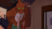 Robot cradles Monster Girl