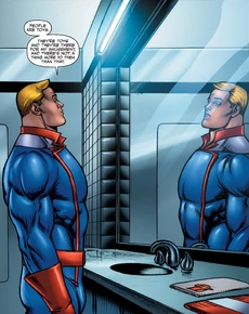 Homelander talking to his own reflection