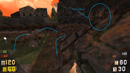 Jump onto the ledge, then enter the door.