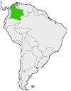 Mapa de Colombia en Sudamérica