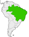 Mapa de Brasil en Sudamérica