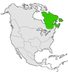 Mapa de Quebec en Norteamérica
