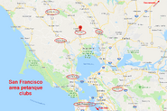 San Francisco area petanque clubs map