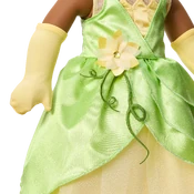 Details of dress accents and gloves.