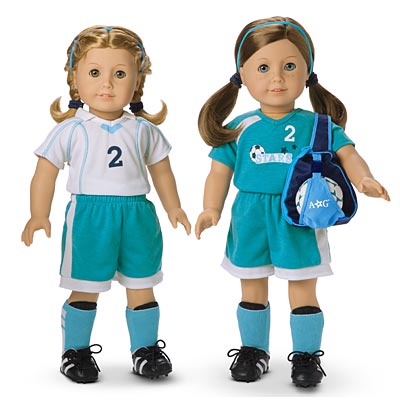 American girl deals soccer set