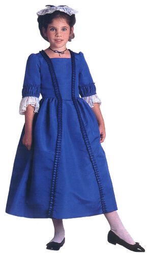American Girl Felicity Christmas Dress//Gown~Blue Ribbon//Stomacher~Pinner Cap