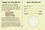 The inside pages of the Grin Pins contest form (1994-1995).