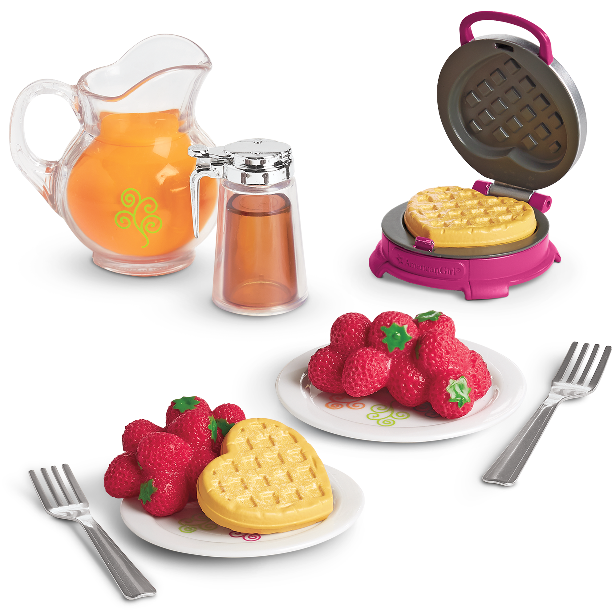 American Girl WAFFLE IRON MAKER + WAFFLE Heart Shape Food Kitchen Accessory  Toys