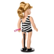 The back view of the doll's outfit and the stand.
