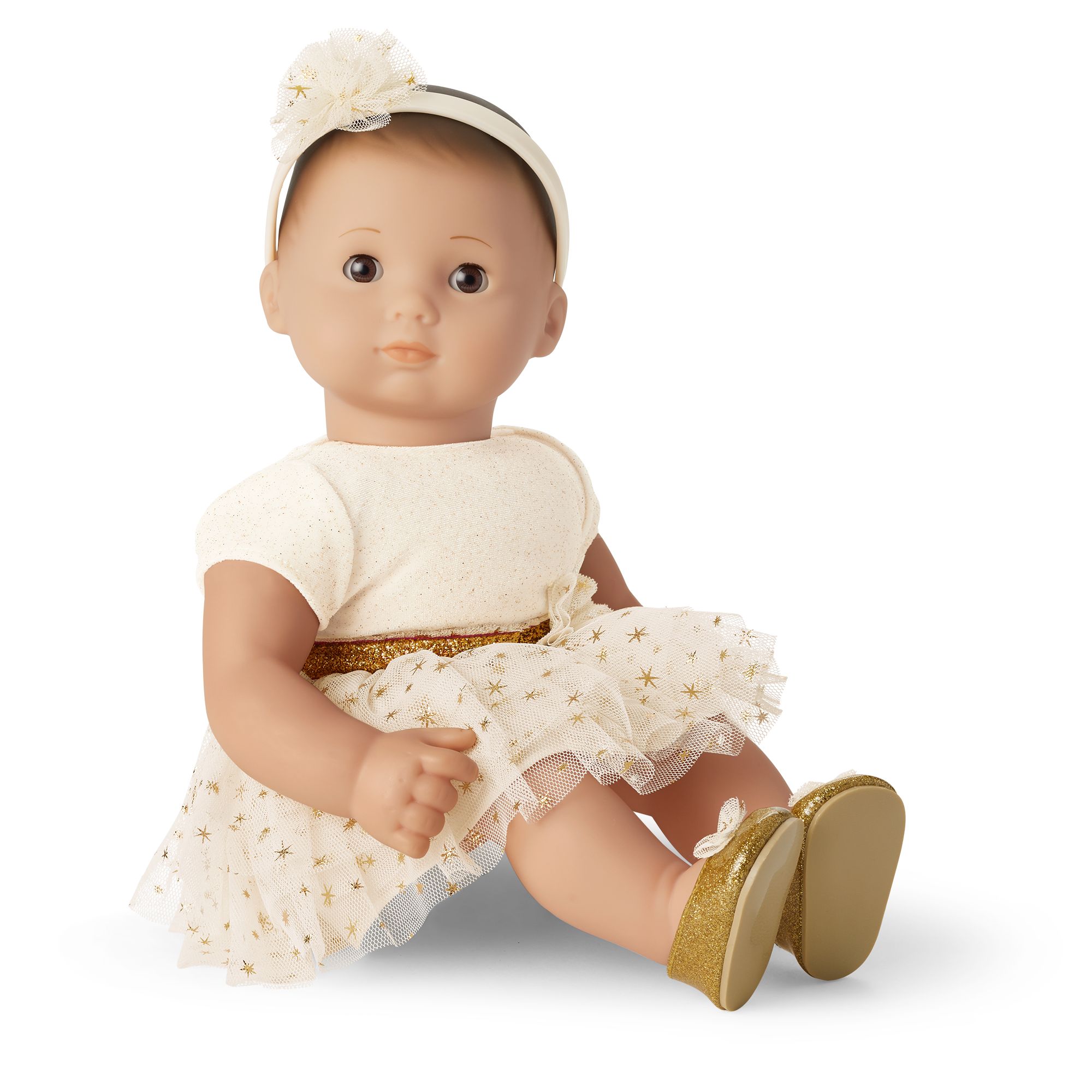 Details about   American Girl Bitty Baby Golden Twinkle Dress 