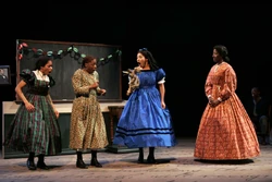 Addy, Sarah, and Harriet fighting over the doll with Miss Dunn nearby