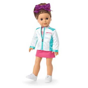 American Fashion World Blue Cheerleading Outfit with Accessories