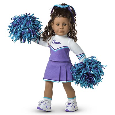 American Girl Truly Me 2-in-1 Cheer Gear Cheerleading Outfit Pompoms Set 