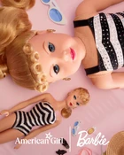 The Classic Barbie Collector Doll next to the matching original Barbie with accessories.