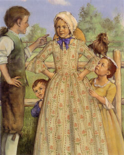 Robert daring Felicity to feed the horses (2001 illustrations).
