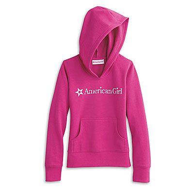 New in package American Girl Doll V-Neck Hoodie Direct Pink AG Logo Print  Shirt