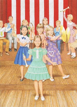 Emily speaks to the crowd after her performance.