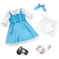 Disney Princess Belle Blue Dress, Mrs. Potts, Chip and Accessories