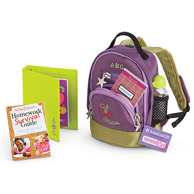 American Girl Doll SCHOOL BACKPACK SET II - Complete Backpack needs Repair  2013