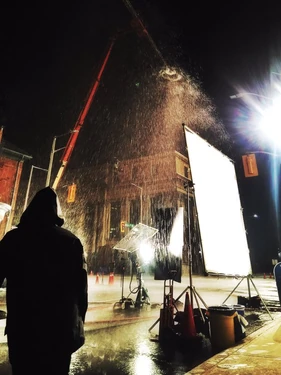 Making it rain on set