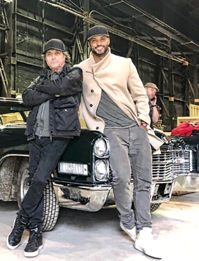 Ian McShane (Mr. Wednesday) and Ricky Whittle (Shadow Moon)