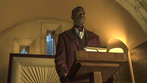 Ibis in front of a casket