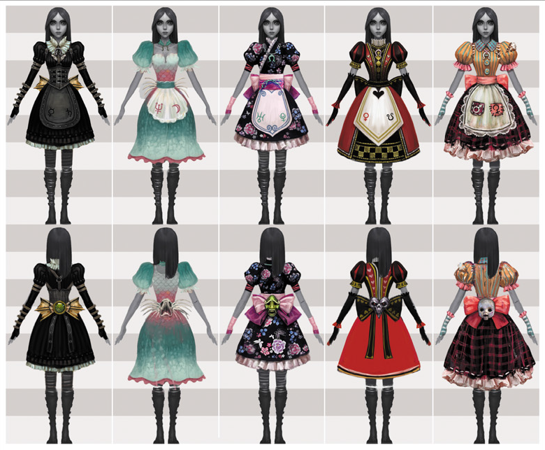 Alice:Madness Returns ALL DLC DRESSES AND WEAPONS! 