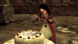 Alice eating Eat Me cake