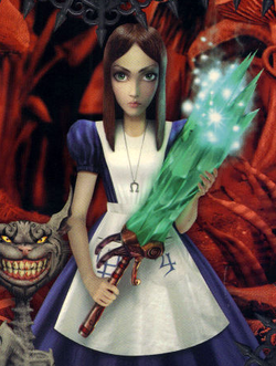 Alice holding wand