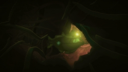 The Nautilus going inside a cavern.