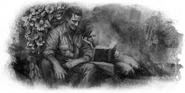 Tasi resting alongside her husband, Salim, reading a book, in one of her crew sketches.