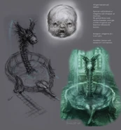 Concept art of the fountain, with comments in Swedish.
