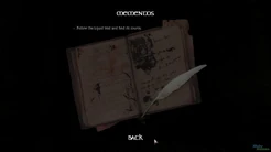 Daniel writing a memento at the beginning of the game, in Rainy Hall.