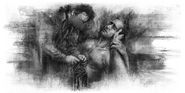 Salim as he lays wounded, attended to by Dr. Metzier and comforted by Tasi.