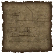 Yet another sketch of the interior floorplan of the castle, with annotations.