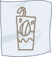 The piece of paper telling the player to choose the almond milk.