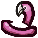 The Floaty Flamingo while using a ladder.