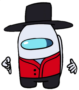 White with top hat and red suit