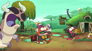Mrs. Croaker getting Anne and the Plantars to wrangle cowpillars.