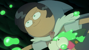 Marcy's eyes glow after saving Sprig from the Queen ant.