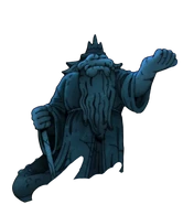 A statue of King Aldrich in "The First Temple".